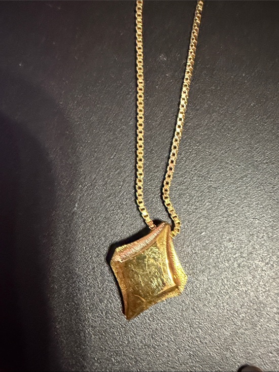 Monet Jewelry - Monet Gold-Tone Box Chain Necklace with Logo Tag pendant has scratches